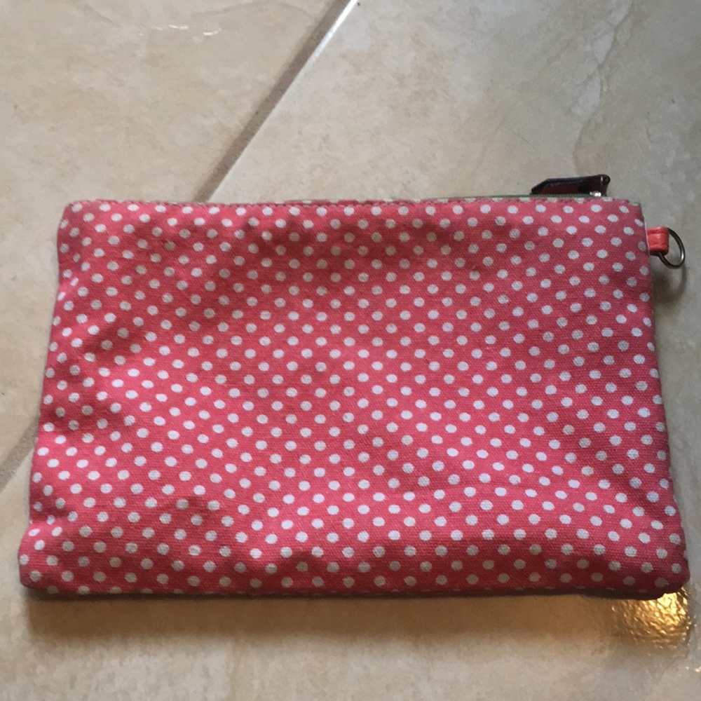 Pink and white make up pouch